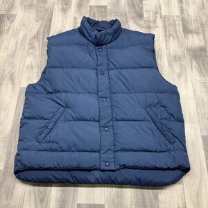 ✅ Mens XL Reg Cabela's Premier Northern Goose Down Puffer Vest Navy/Blue Snap